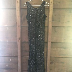 Stunning Black Sequin Maxi Dress Size S
